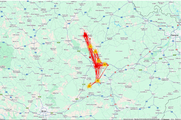Przemieszczanie się młodej mewy czarnogłowej Amperek (Wrzesień 2025 r.)