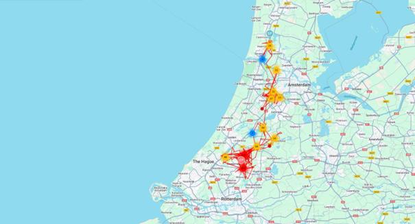 Przemieszczenia młodej mewy czarnogłowej Fotowolt (Wrzesień 2025 r.)